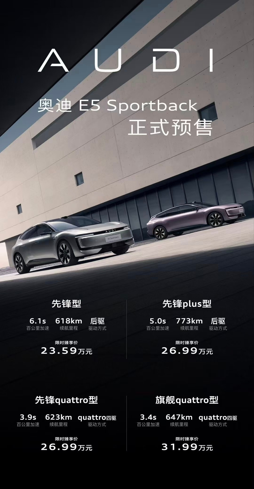 没有了四环的奥迪也顺势放下了身段有一说一这价格挺给力的奥迪E5预售23.