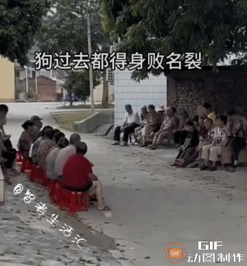 好家伙，就村口这阵仗，别说过往的男男女女，即使二狗子从这里过去，也得身败名裂，臭