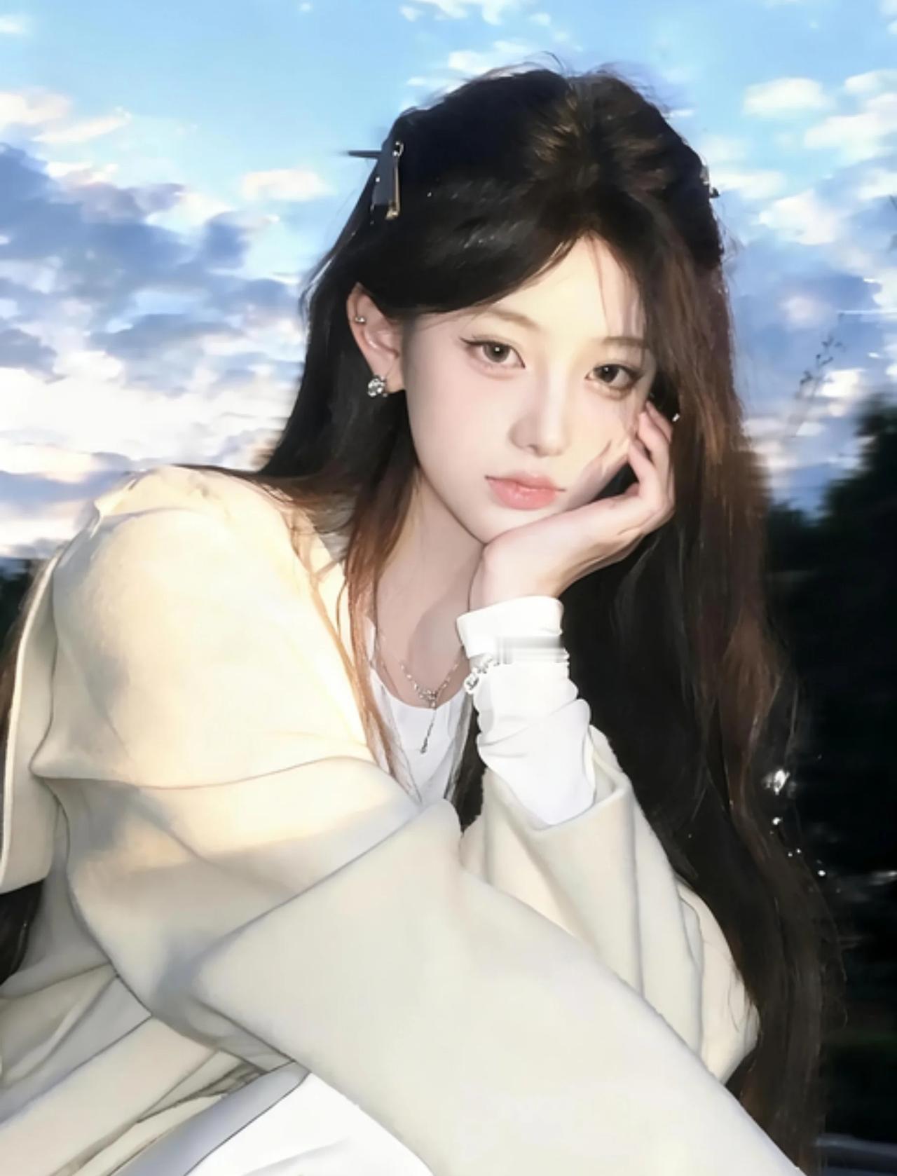 治愈感拉满✨户外少女全屏壁纸解锁一组超美的外景人像壁纸🌤️蓝天、绿树配上温