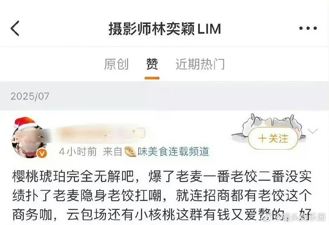 赵今麦、张凌赫之前合作过的摄影师怎么点赞了不看好《樱桃琥珀》的wb​​​