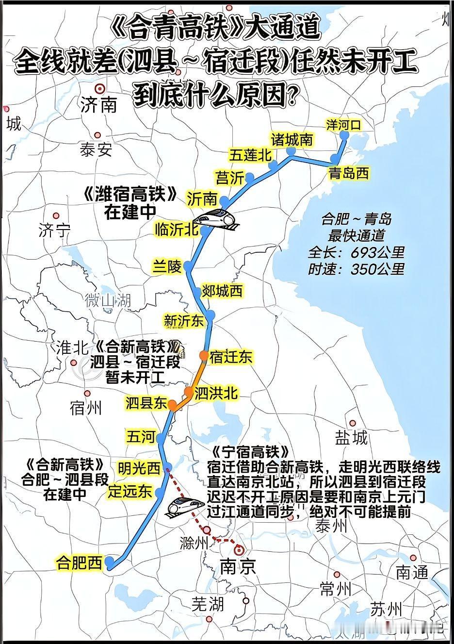 合新高铁为什么不开工，有消息称等南京上元门过江通道，这样看来，宁宿高铁借合新高铁