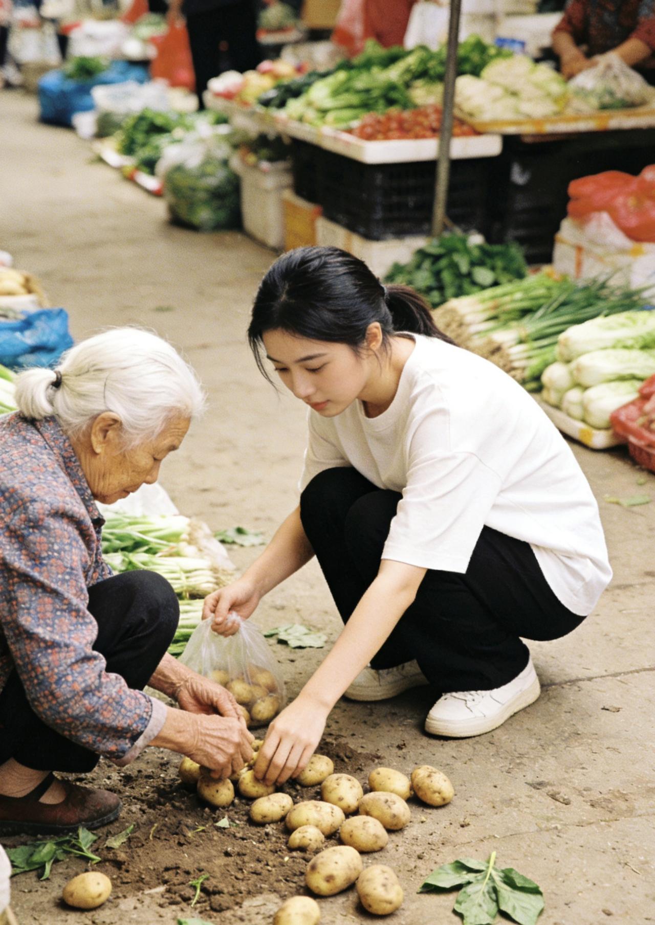 善良给你带来了什么，昨天在菜市场，一个老奶奶的塑料袋破了，土豆滚了一地。我蹲下帮