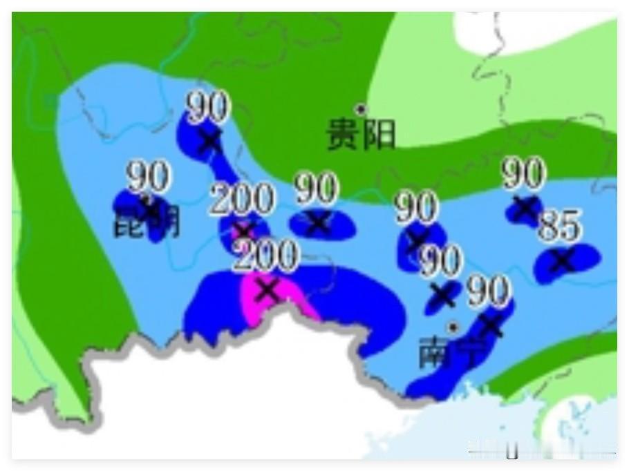 喔！6月25日到27日，连续三天，云南+广西，大范围大雨来袭，局部暴雨，大暴雨！