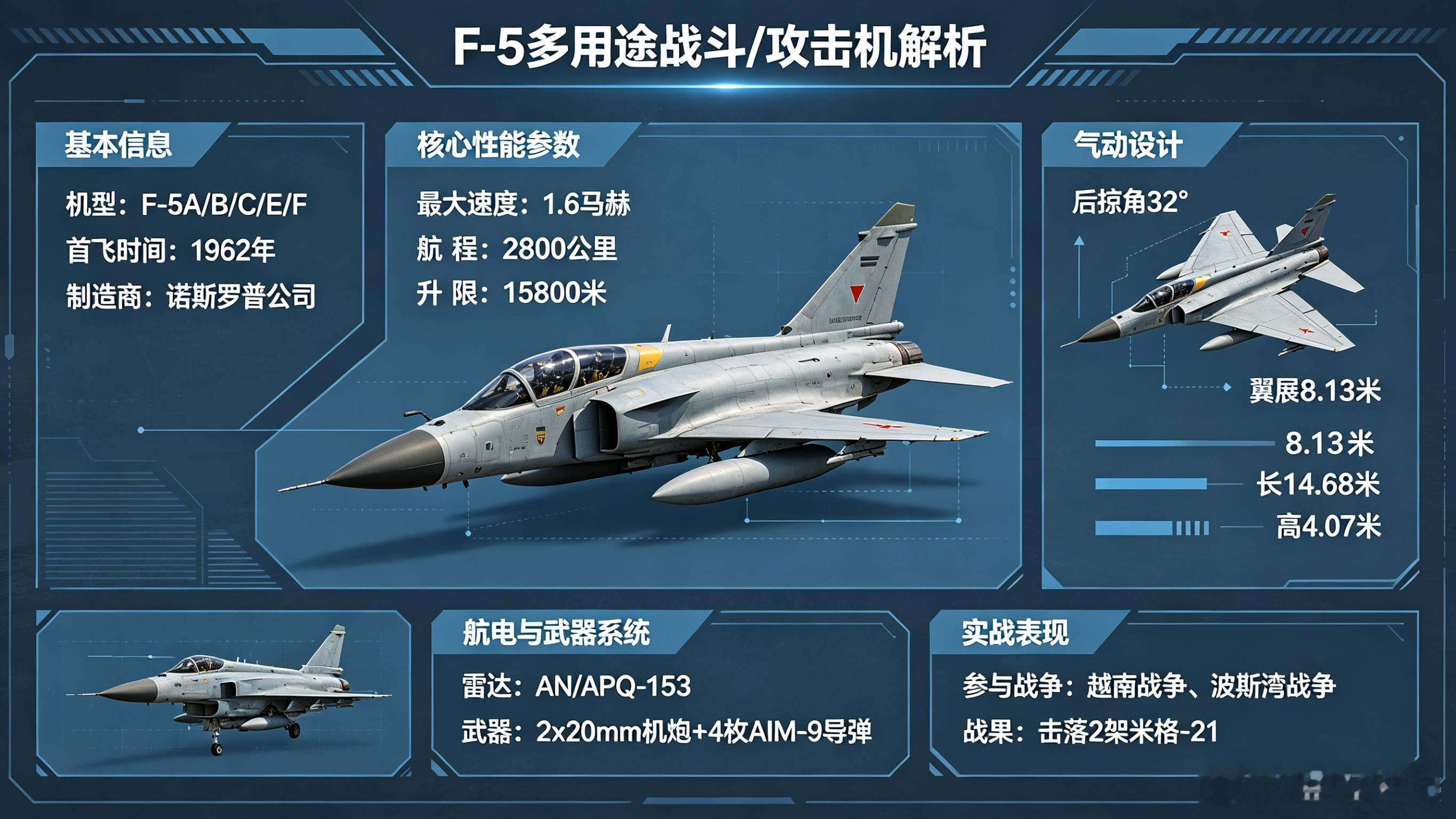 每天认识一件兵器——F-5“虎”系列轻型多用途战斗机今天我们来认识一款在世界航空