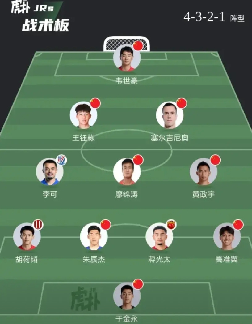 国足为啥不可以试试这2套阵容呢？撤下张玉宁让韦世豪顶在最前面。中场可以上三个后
