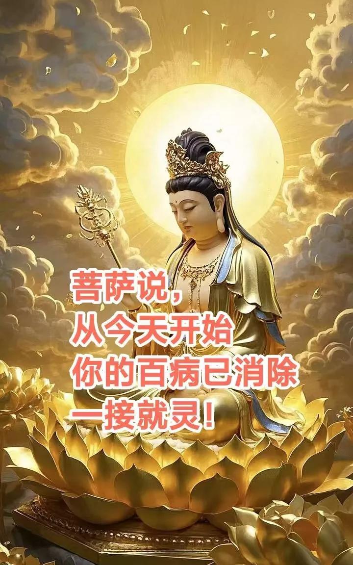 菩萨说，大贵人请留步，从今天开始，你的百病已消除，以后的你，百毒不侵，无病无灾