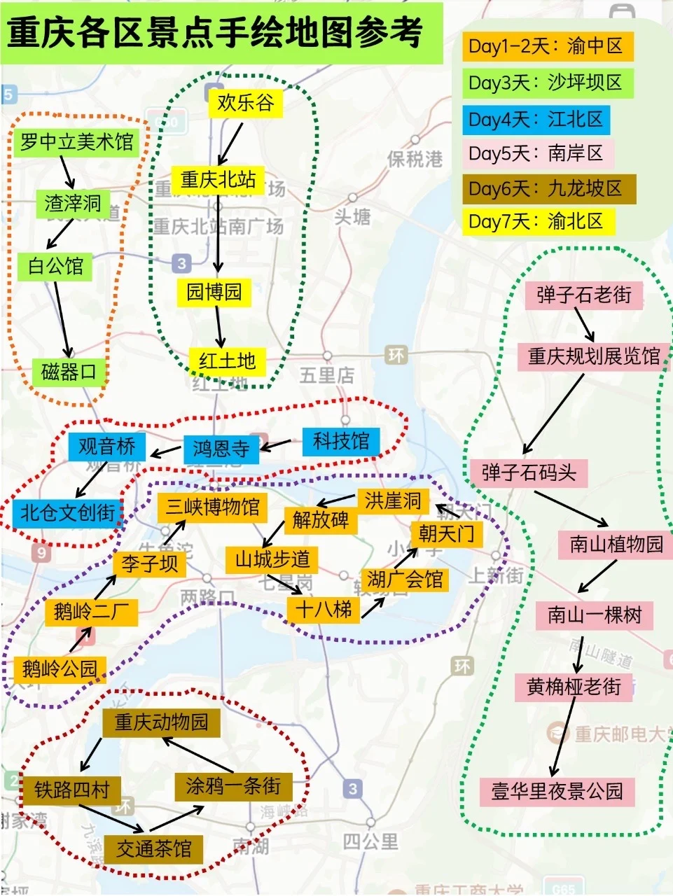 本地土著总结出来的重庆景点分布图,抄作业