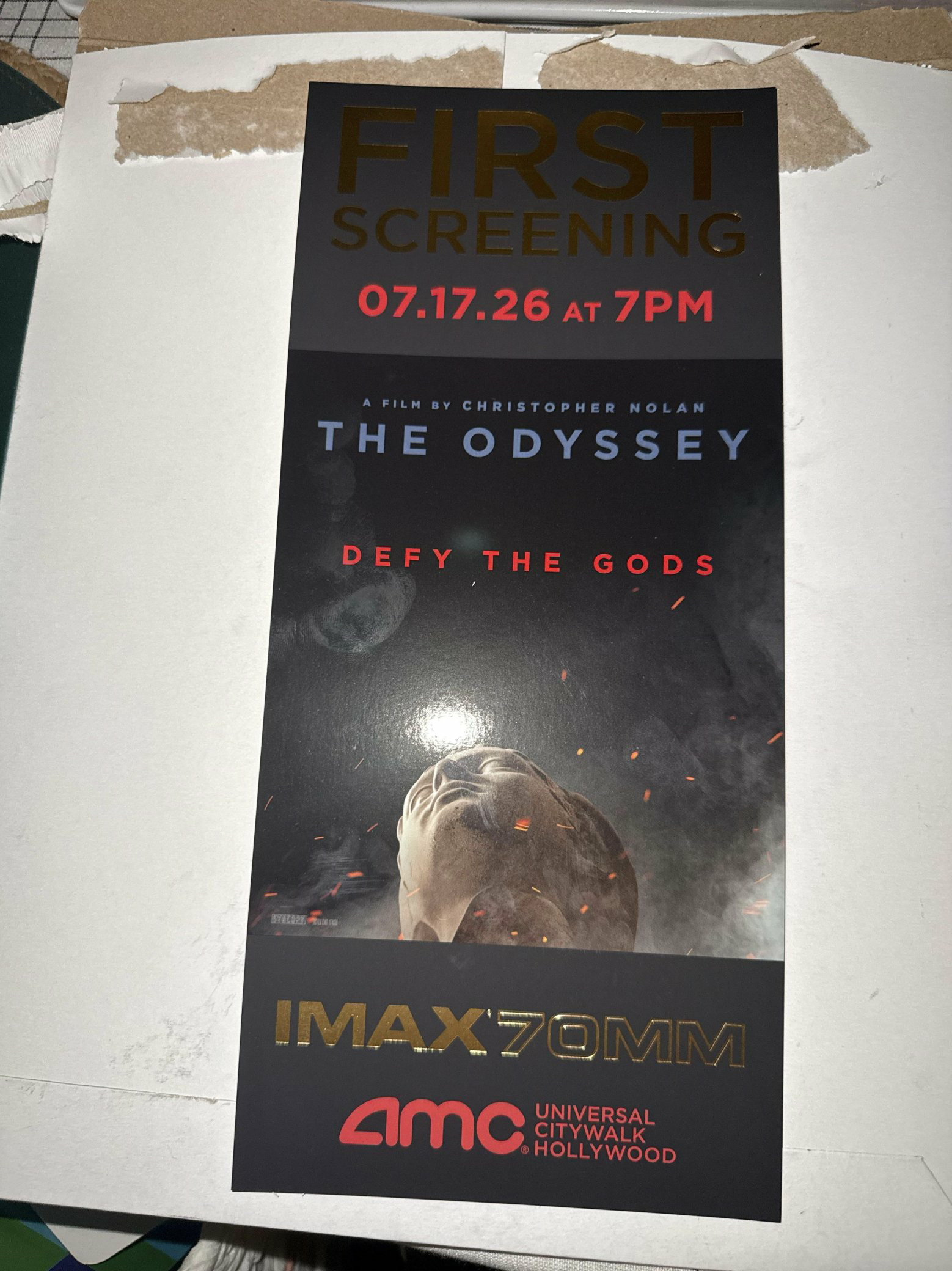 诺兰大导全新力作《奥德赛》IMAX70mm胶片厅电影票长这样！本片已于7月17