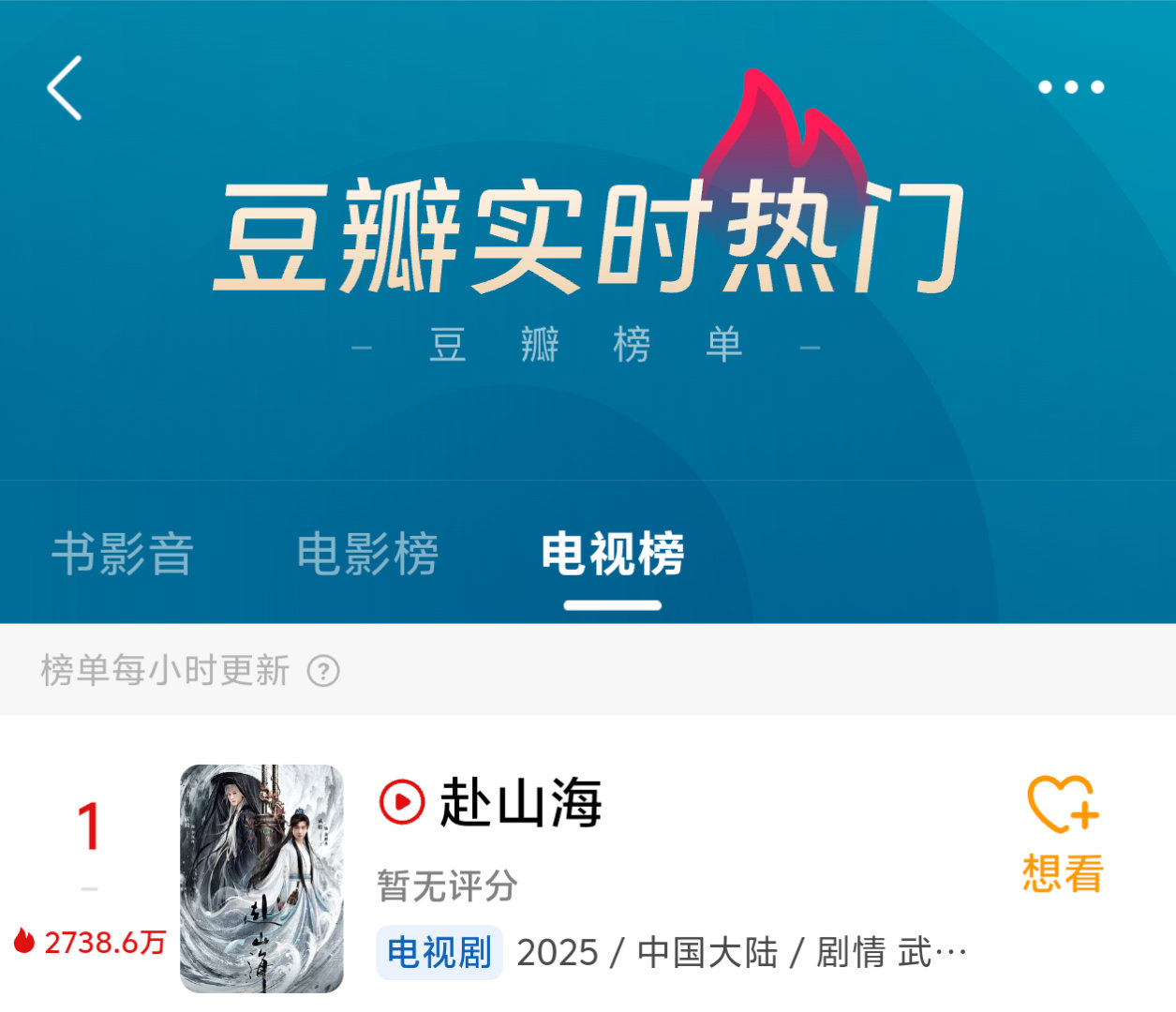 成毅《赴山海》开播热度居高不下，豆瓣实时热度登顶！！成毅还把头像换成了肖明明[哈
