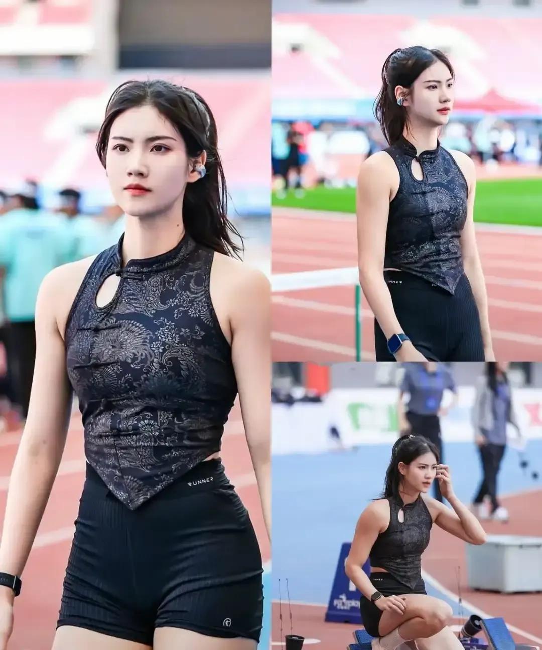 夏思凝把敦煌飞天绣在跨栏服上，13秒47冲线那刻我直接屏住呼吸。红黑云纹贴身包