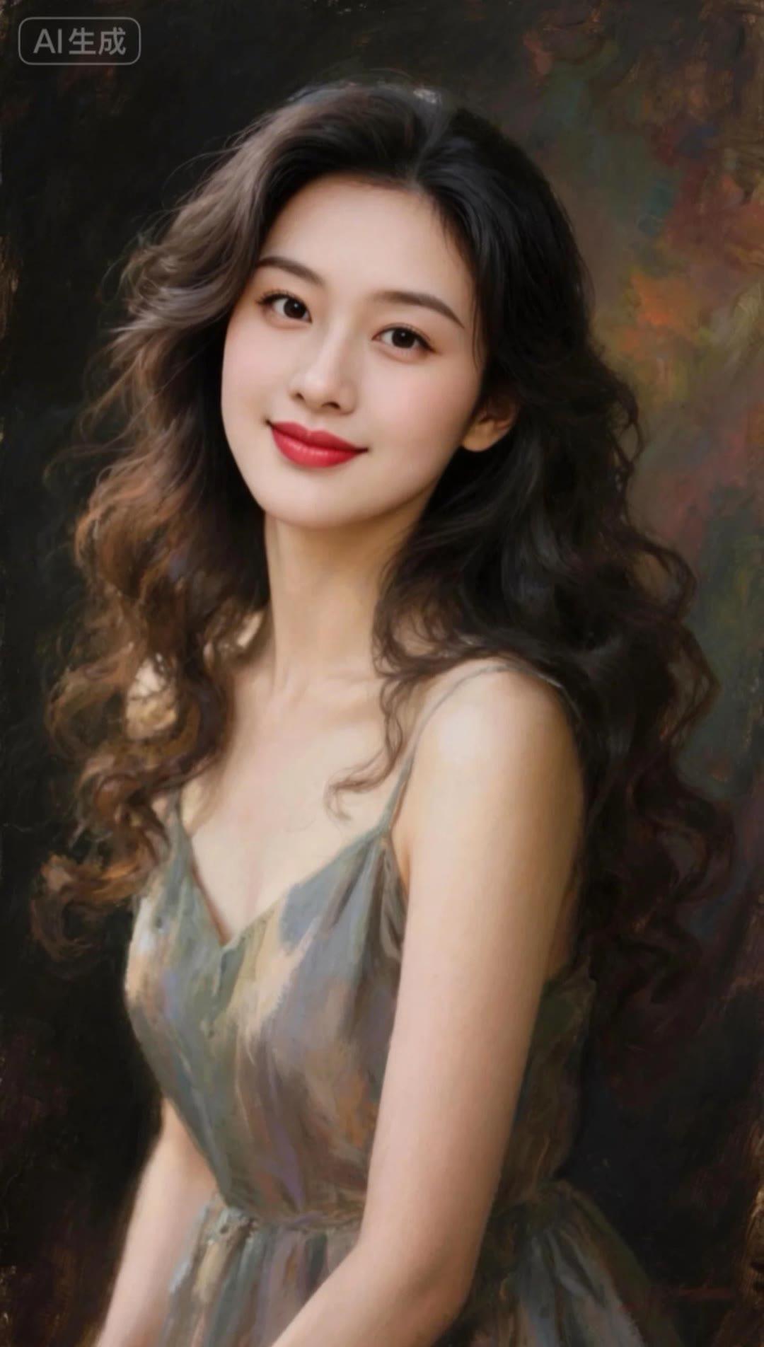 温柔甜美的少女，微笑如春风，让人心动不已。🌸💕