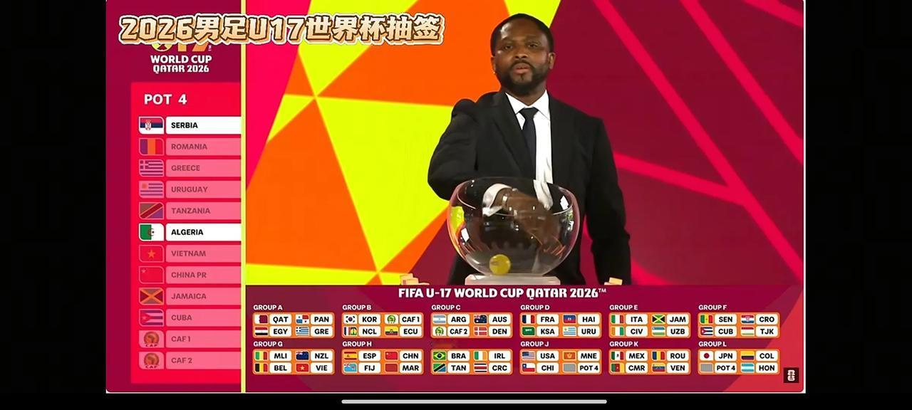 U17世界杯，U17国足抽到好签！在今晚进行的U17世界杯分组抽签中，U17国