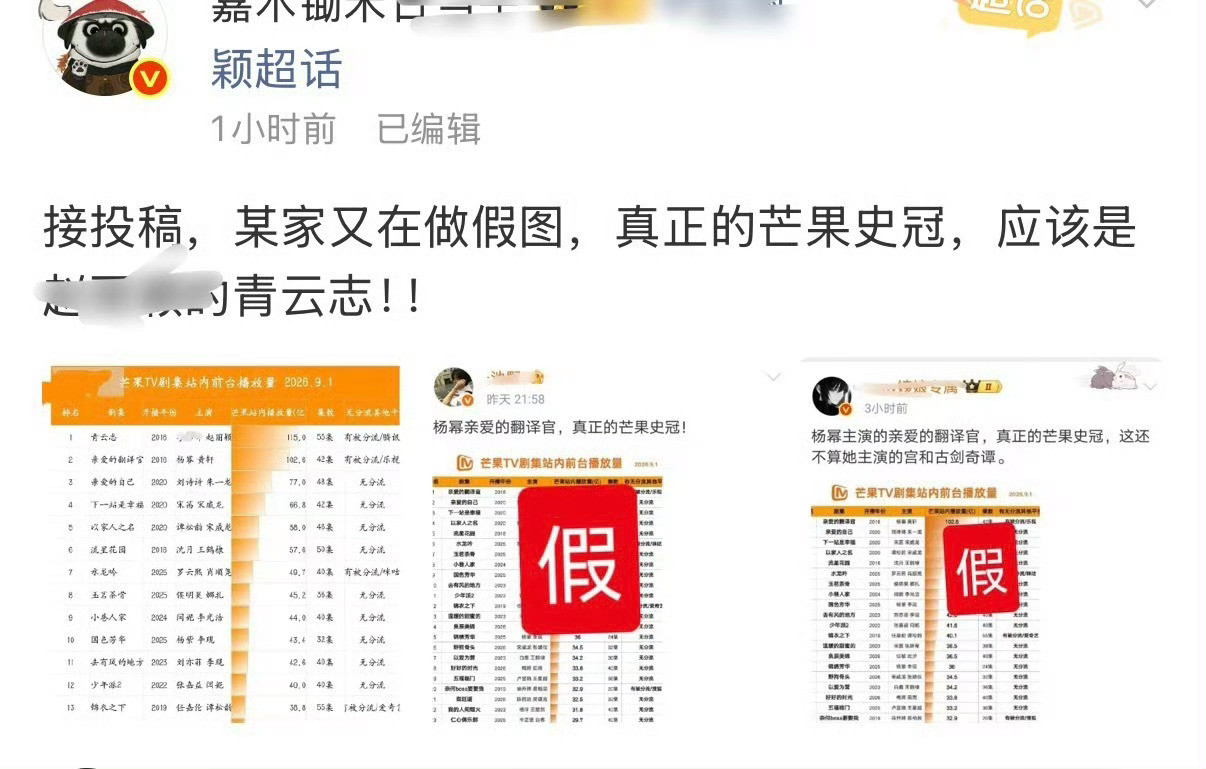 我以后只要看见上家有实绩，我就给自家的剧做个表格放前面（站内截图都没有做个表格就