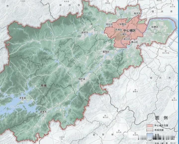 杭州中心城区面积到底还是比苏州大了那么一点。杭州市的主城区包括