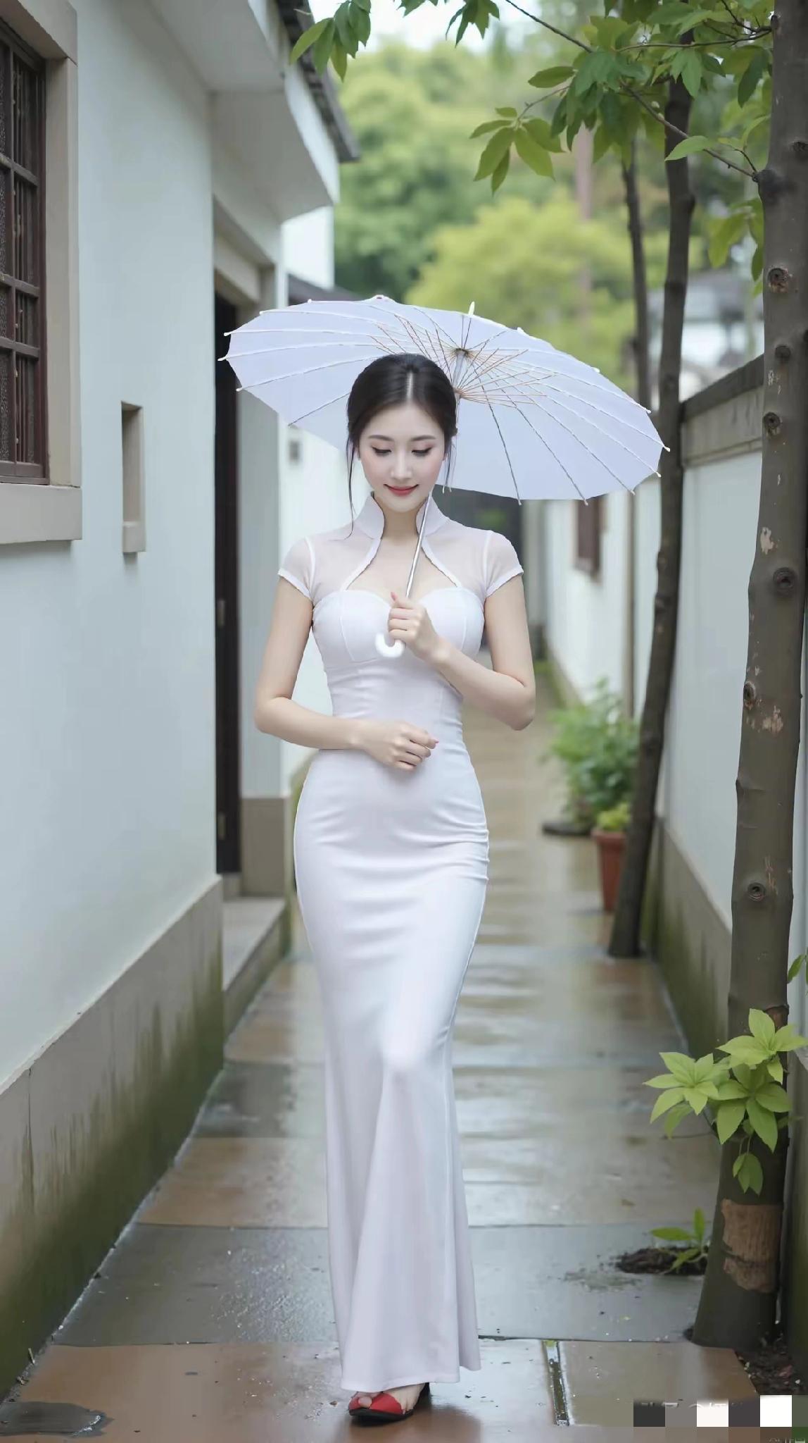 ​她于江南烟云里轻拢绿纱，似从敦煌壁画里走出来的飞天。岁月在多彩的旗袍上跳着