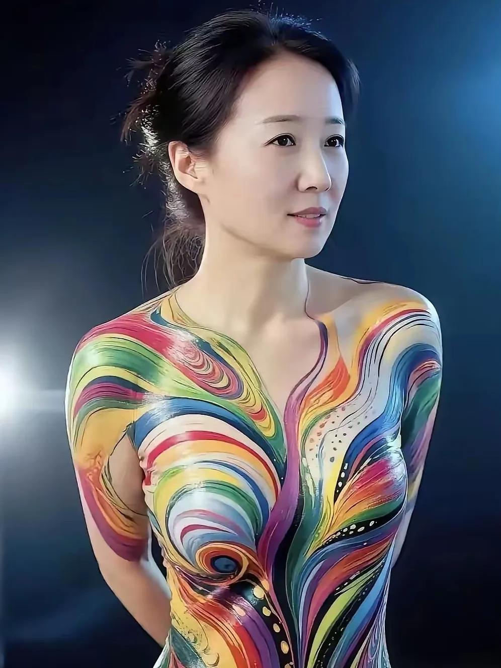 全身作画的人体彩绘，真的让我这个偏爱传统艺术的人开了眼，色彩铺满脸庞与肢体