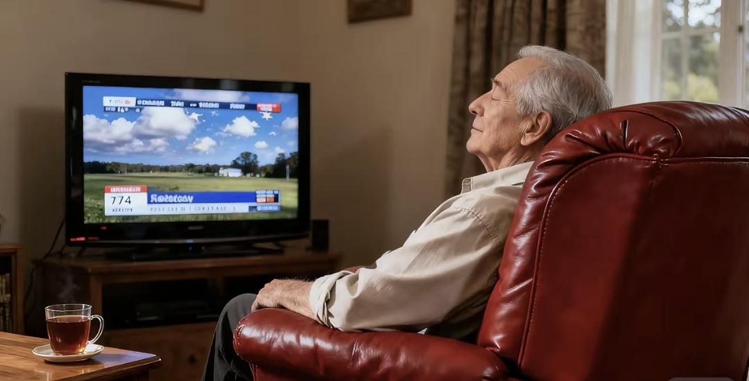 这几天听朋友说她公公快八十了，天天就爱看电视。早上吃完饭就坐在沙发开机顶盒，一直