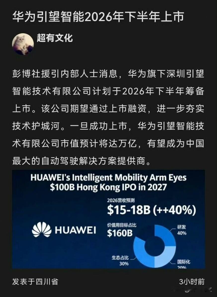 引望要是上市，那不就是华为借壳上市一样的吗？估值却有可能破一万亿啊。