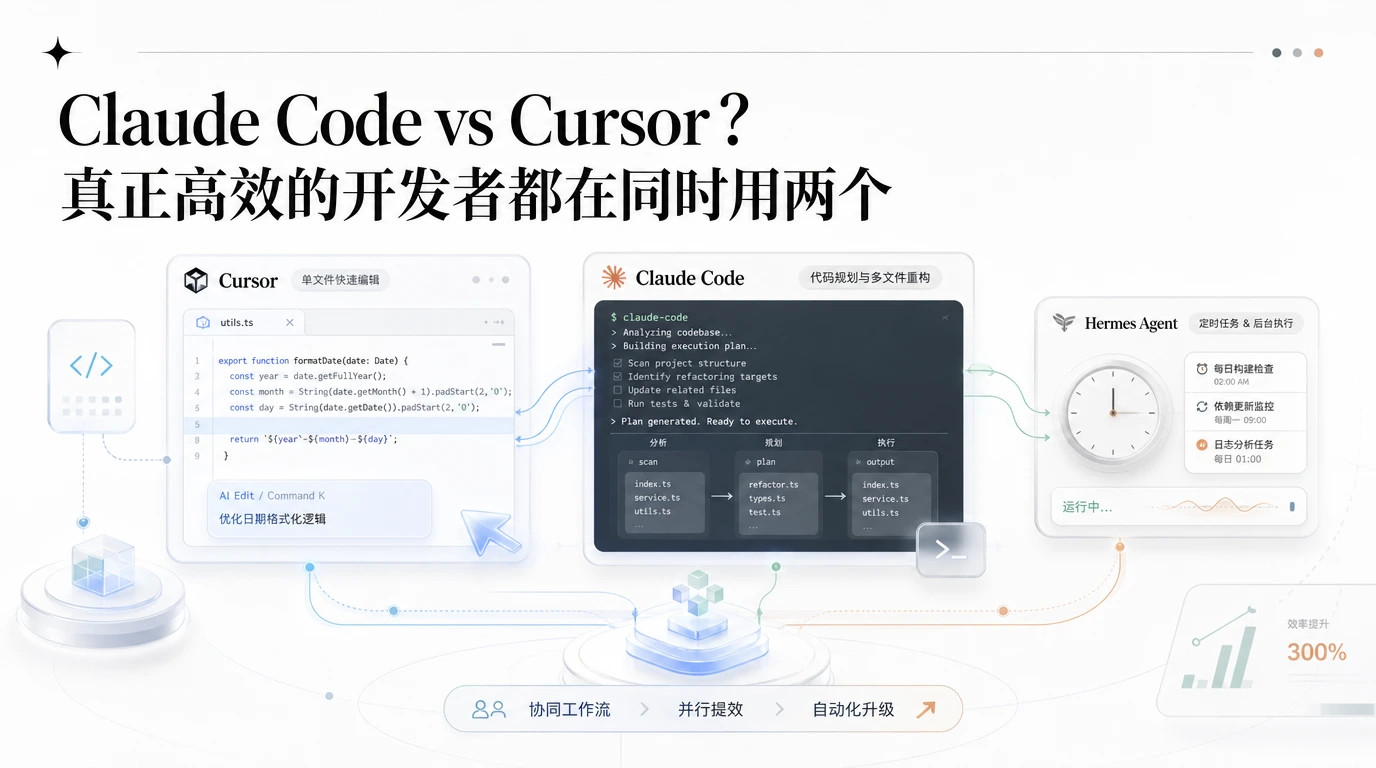 别再纠结“ClaudeCodevsCursor选哪个”了。真正高效的
