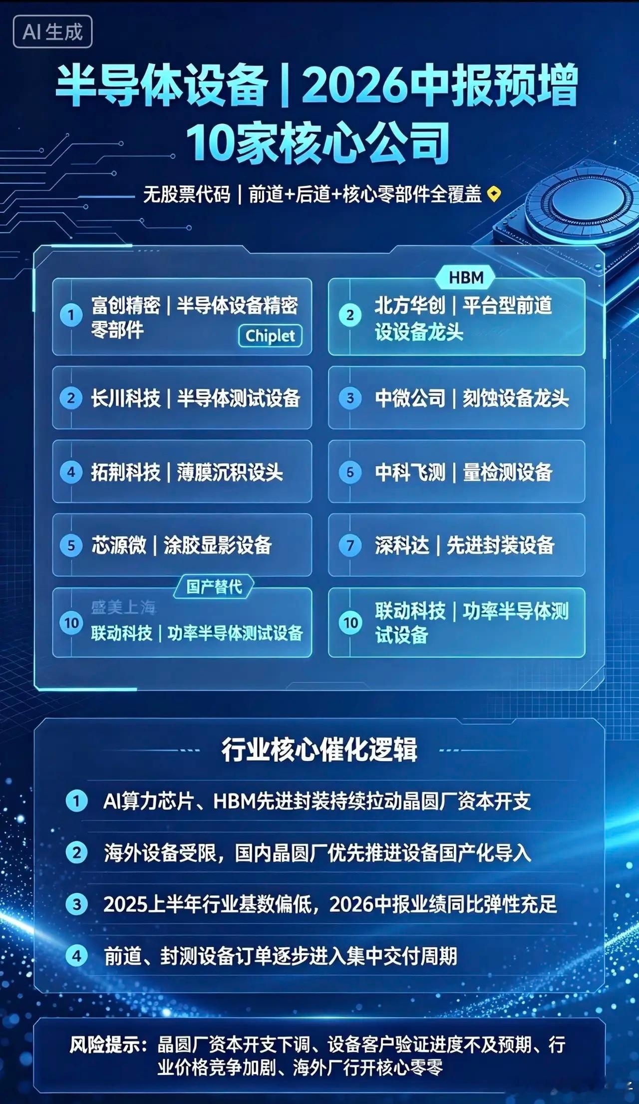 半导体设备｜2026中报预增10家核心公司：1.富创精密｜半导体设备精密零部