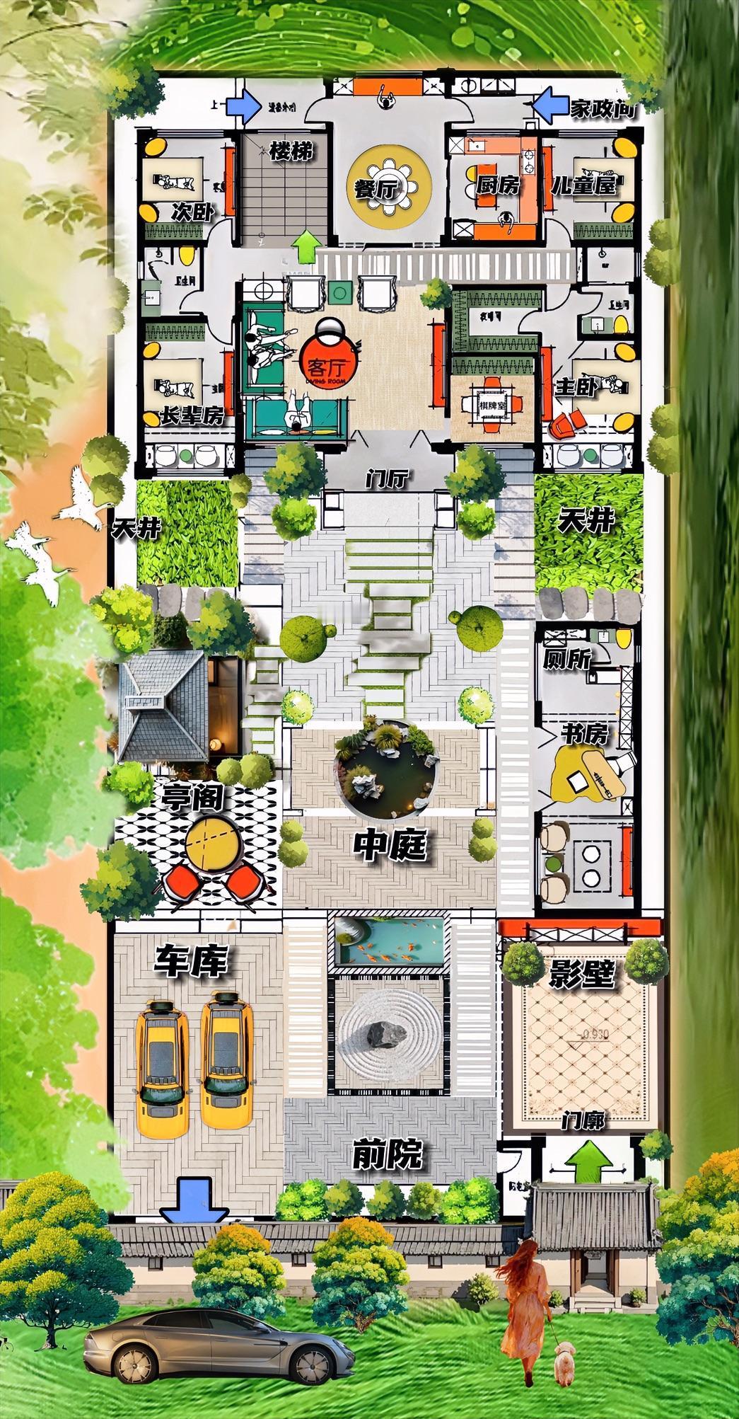 最不墨迹的合院，517㎡学到精髓了，布局硬核是，后院小，在实实在在的过生活，前院