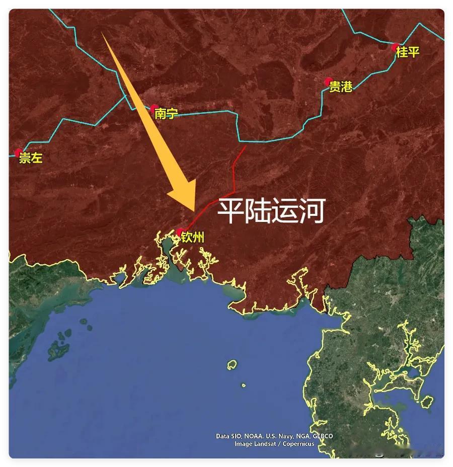广西太猛了，直接在大地上撕开一道通往大海的口子广西这次是真的拼了，直接在大地上
