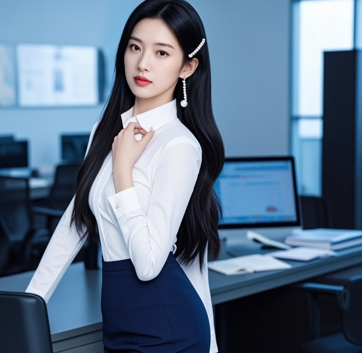 少妇丰姿衬衫裹，办公室内魅如火