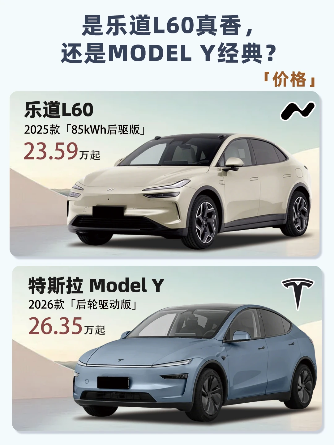 乐道L60对比Model Y 选车纠结症犯了🚗