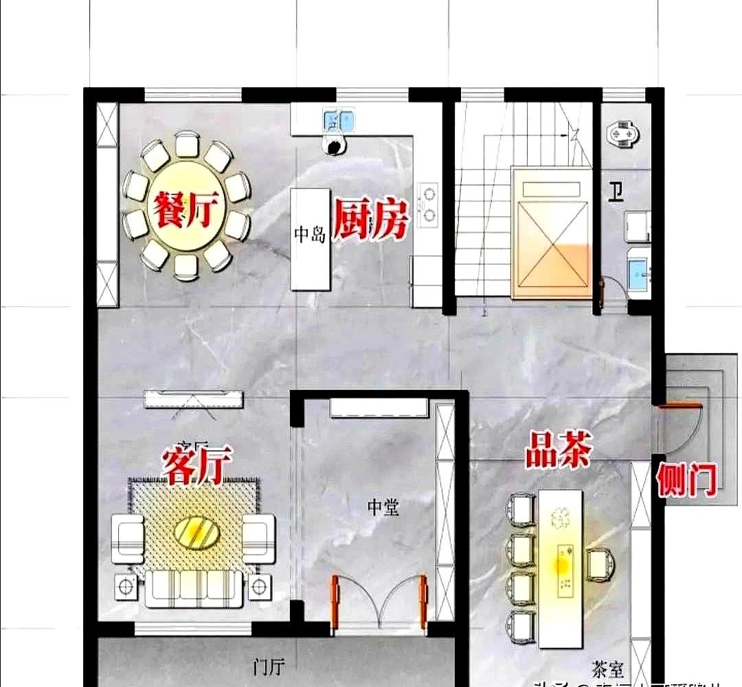 全红婵爸爸家新建的农民房一楼图纸曝光了！进门就是堂屋，左转直接进客厅，开放式