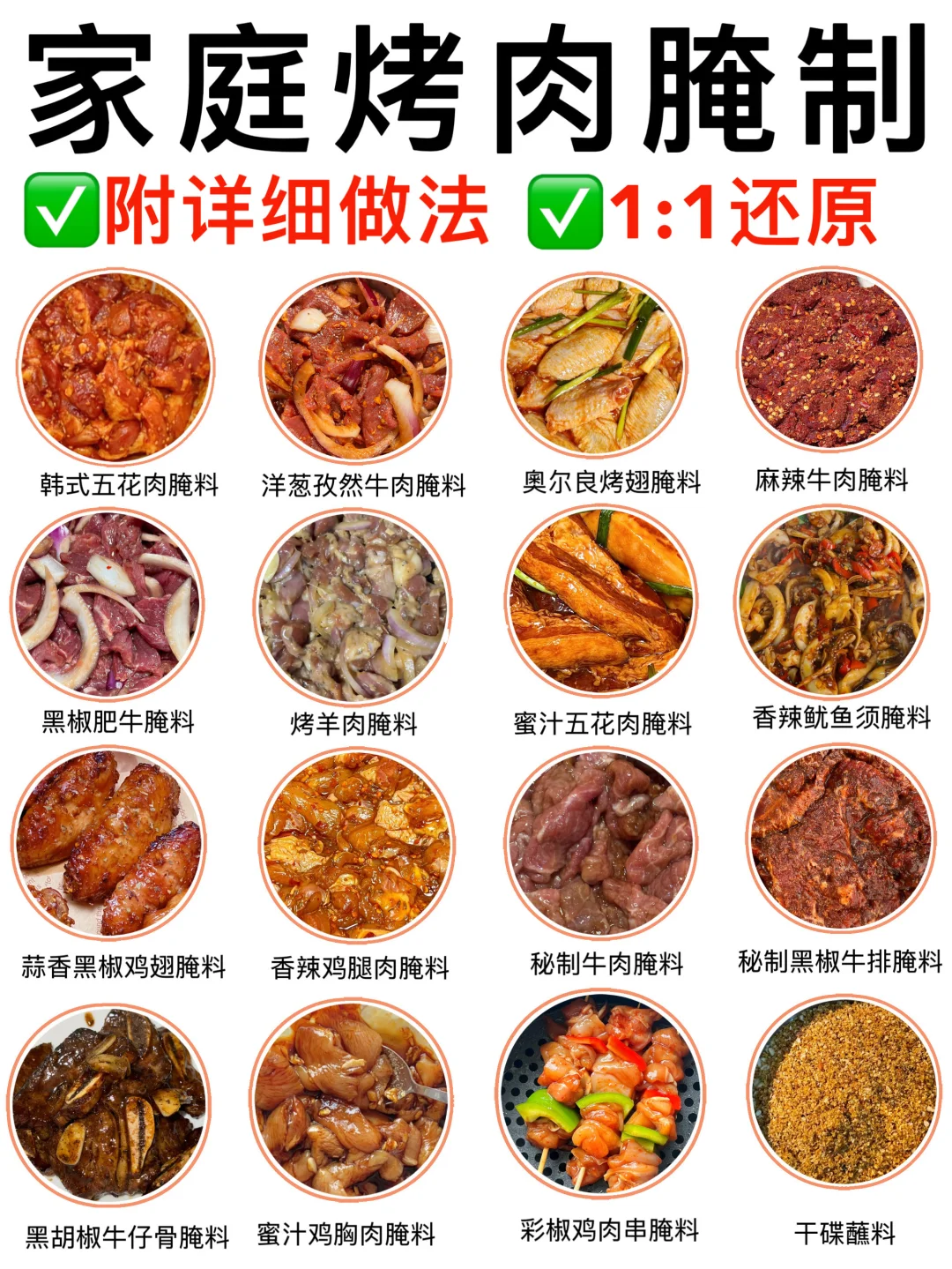 15种家庭烤肉腌制➕蘸料｜附详细配方教程