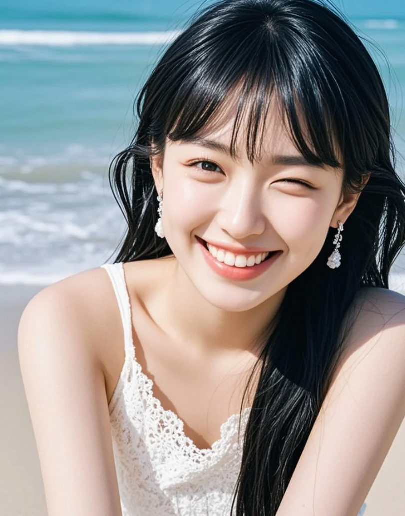 大海和她之间，似乎有着说不完的故事。