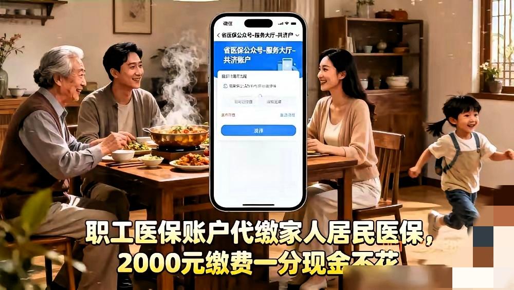 医保共济才是真减负！全家缴费没掏现金，2000块直接划账家人们谁懂啊！五口