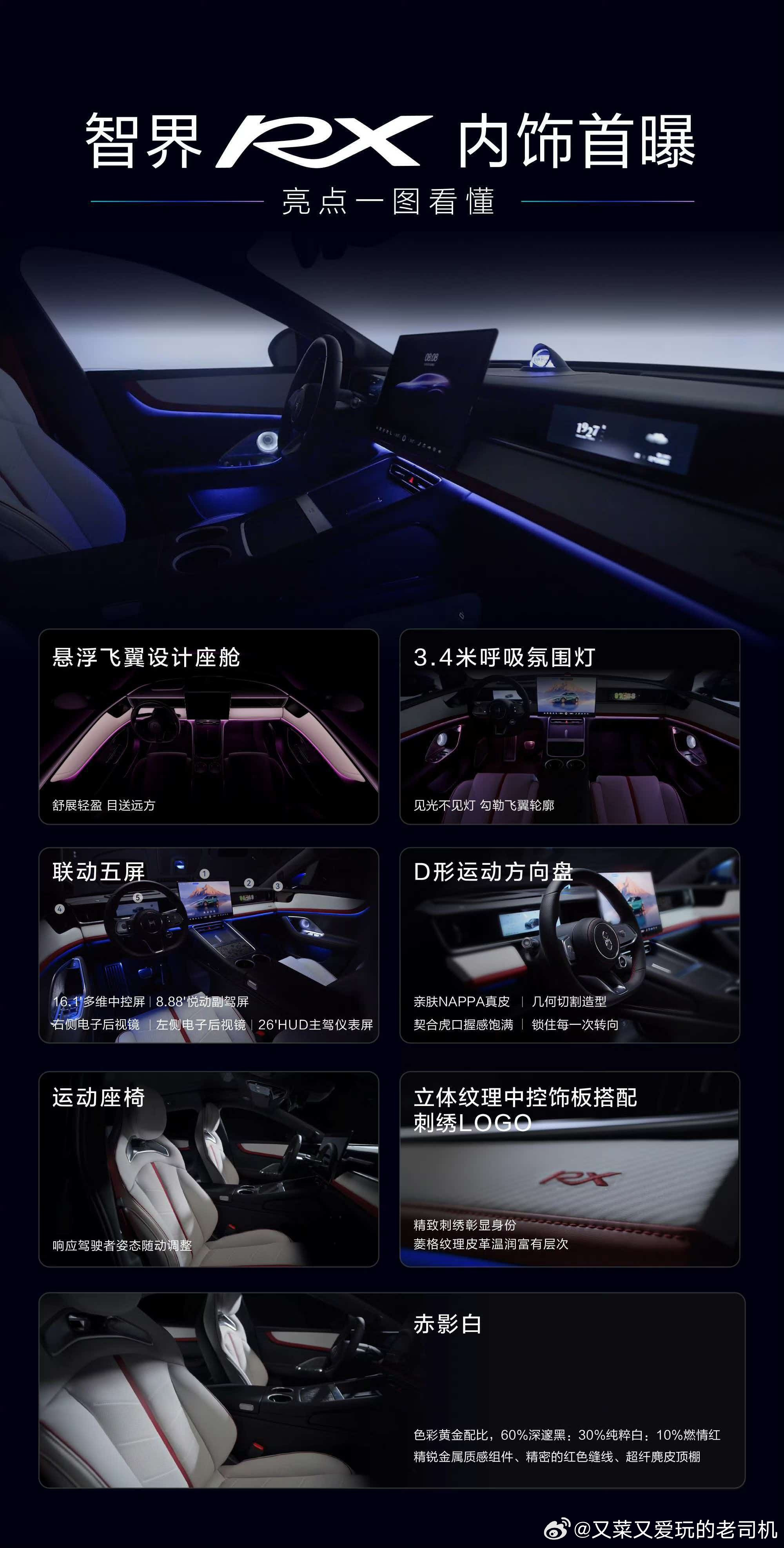 智界RXBOOST性能模式、左右电子后视镜，运动感高级感十足的座舱、座椅和内饰