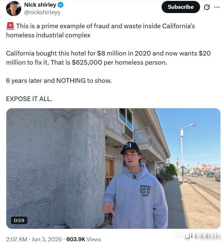 这是加州无家可归者帮扶产业存在欺诈与资金浪费的典型案例。加州2020年耗资80
