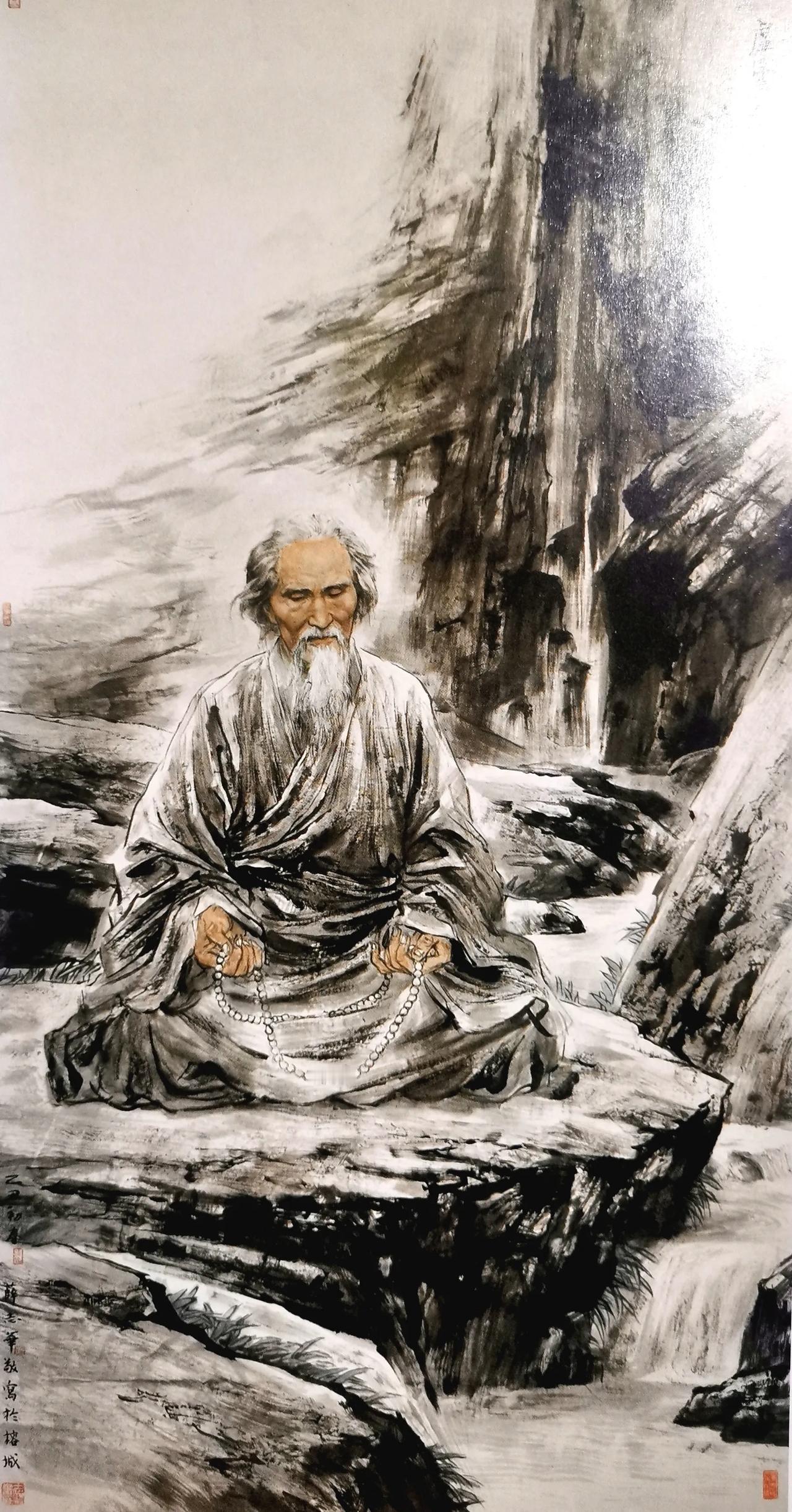 国画人物：佛教人物画作品大家人物画真迹名家手绘国画