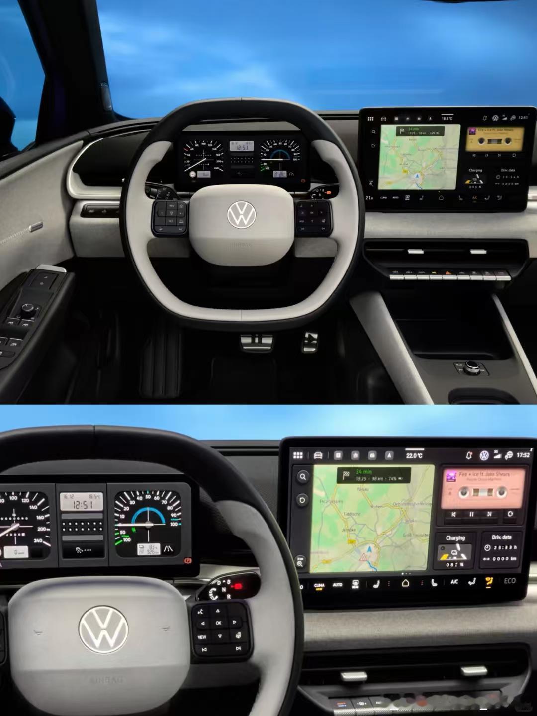 图一是大众刚刚放出的ID.POLO仪表盘和方向盘的样图图二/三是经典普桑/PA