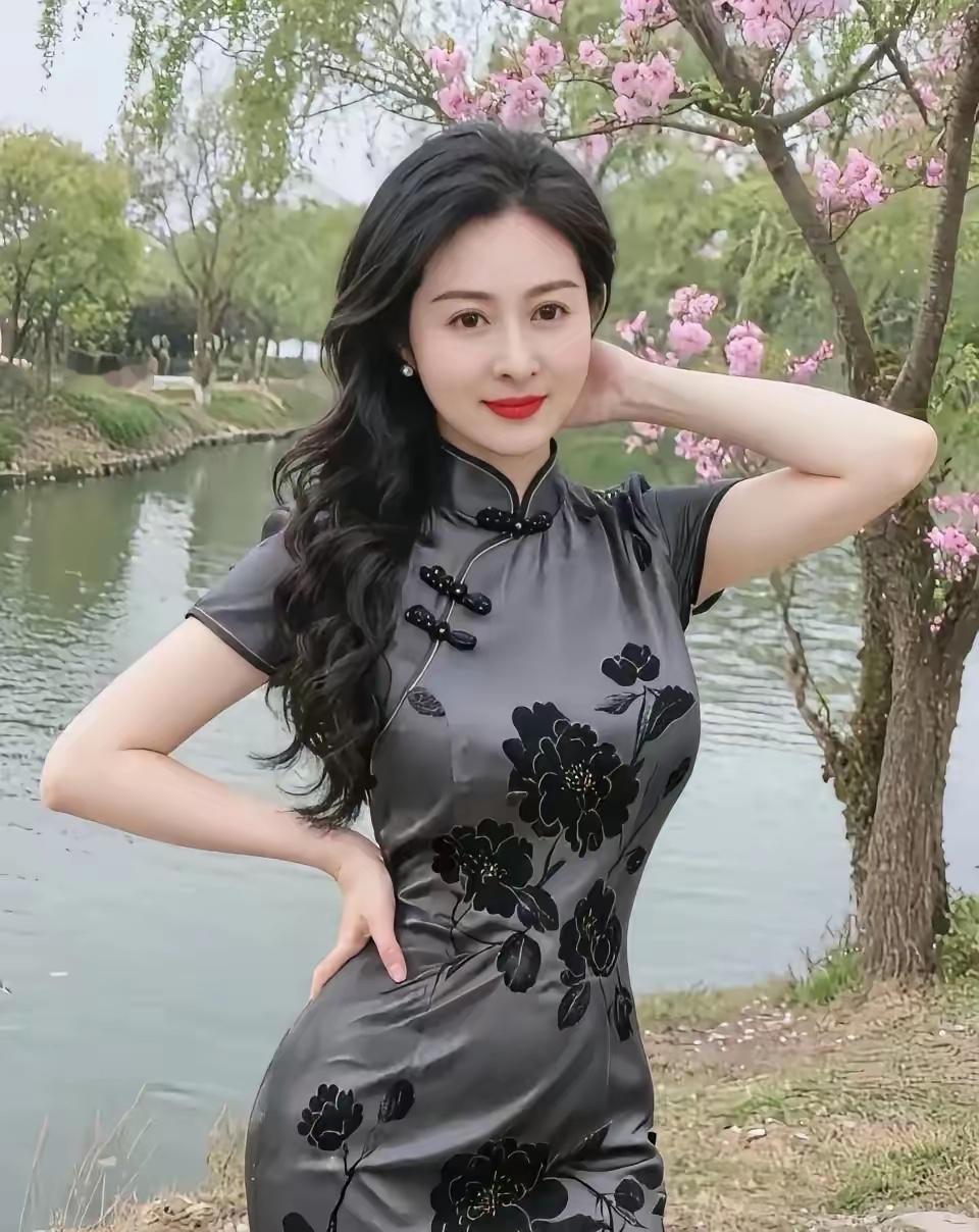 优雅旗袍，春日花海中的美丽绽放