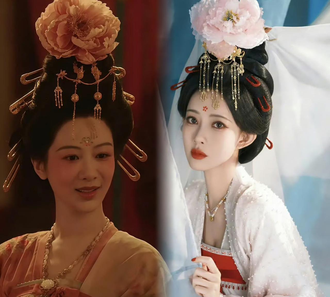 杨紫和孟子义的相似唐妆造型一出来，那对比可就太热闹了！不少人觉得杨紫那版有内味