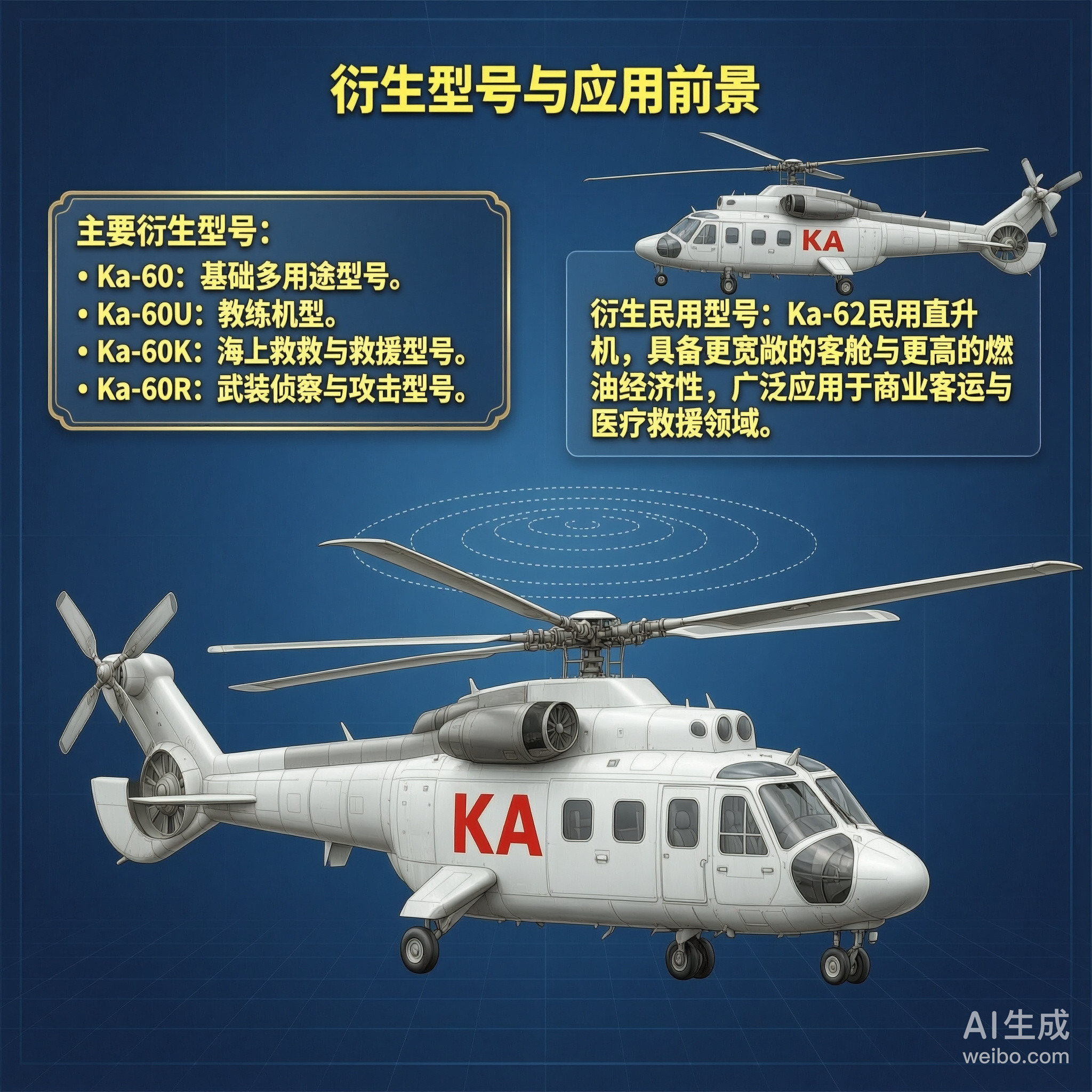 军事ai新视野苏联/俄罗斯Ka-60“逆戟鲸”直升机机身长度：15.6米机身高