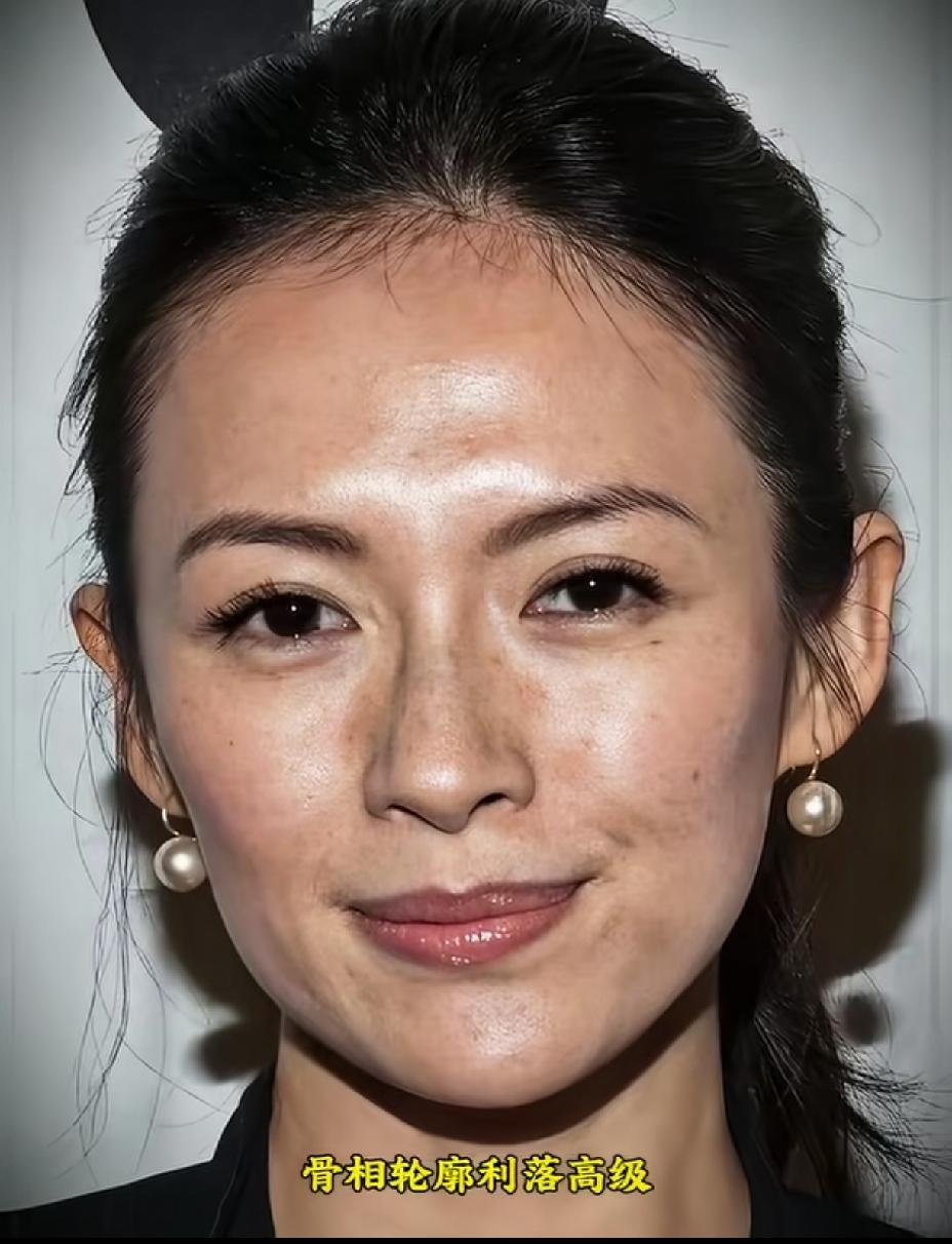 以前的章子怡，脸上的斑斑点点都看得很清楚，也不影响颜值，依然很美，胜在五官好看。