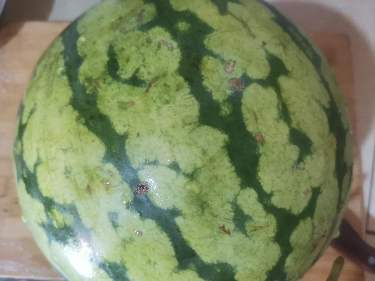 今天我妈买了一个西瓜，六毛一斤，花了十元钱。中午，我妈说将西瓜从中间切开，中
