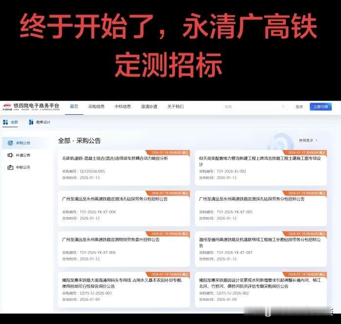 广清永高铁开启定测招标，此高铁途经清远、连州、阳山。今年广清永高铁开工应无大碍。