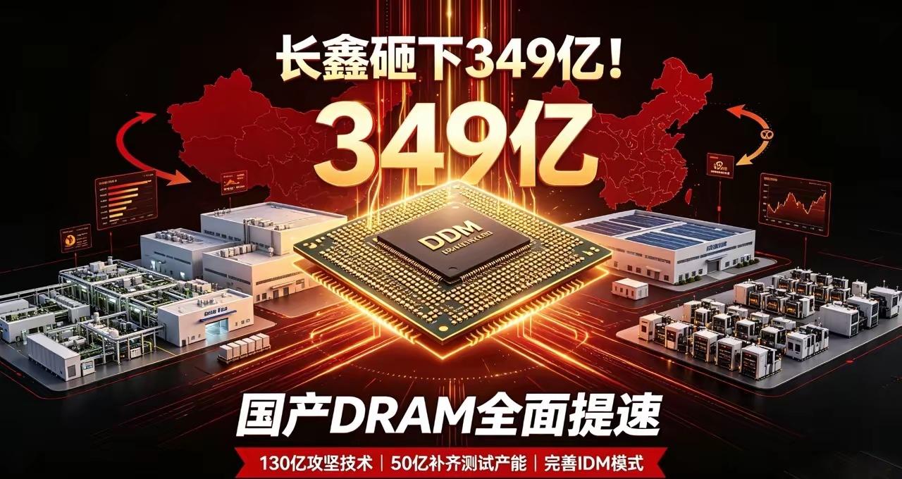 炸锅！349亿重金砸下！国产存储龙头长鑫科技放大招​​国产DRAM彻底提速！9