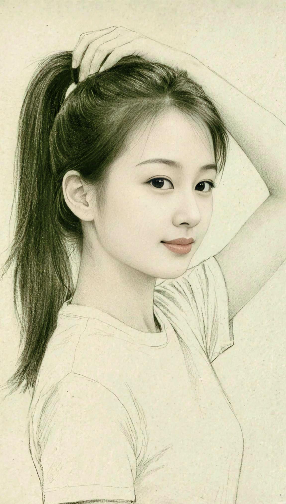 美女素描手绘素描气质女孩最美素颜