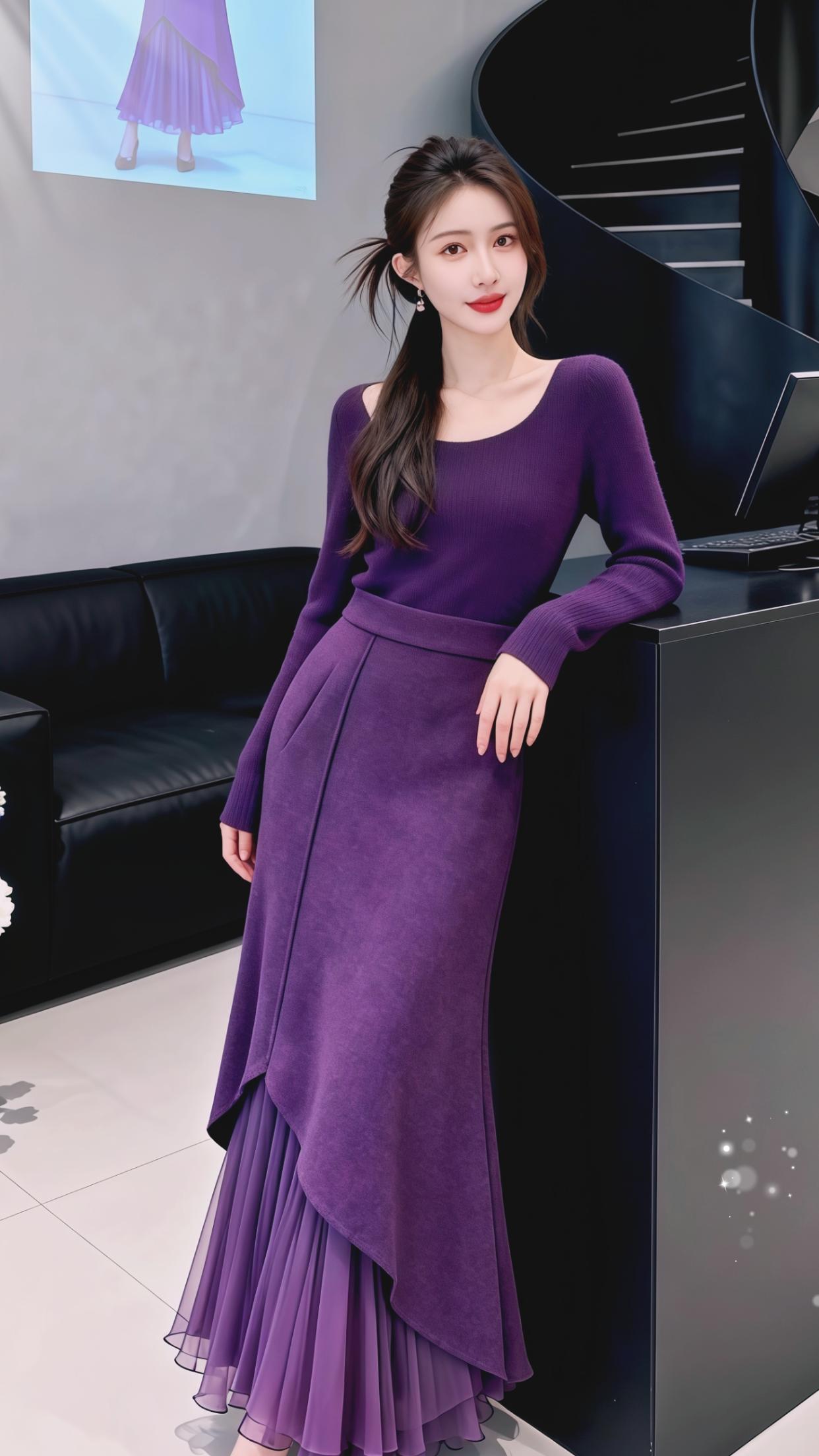 穿搭女装时尚半身裙紫色