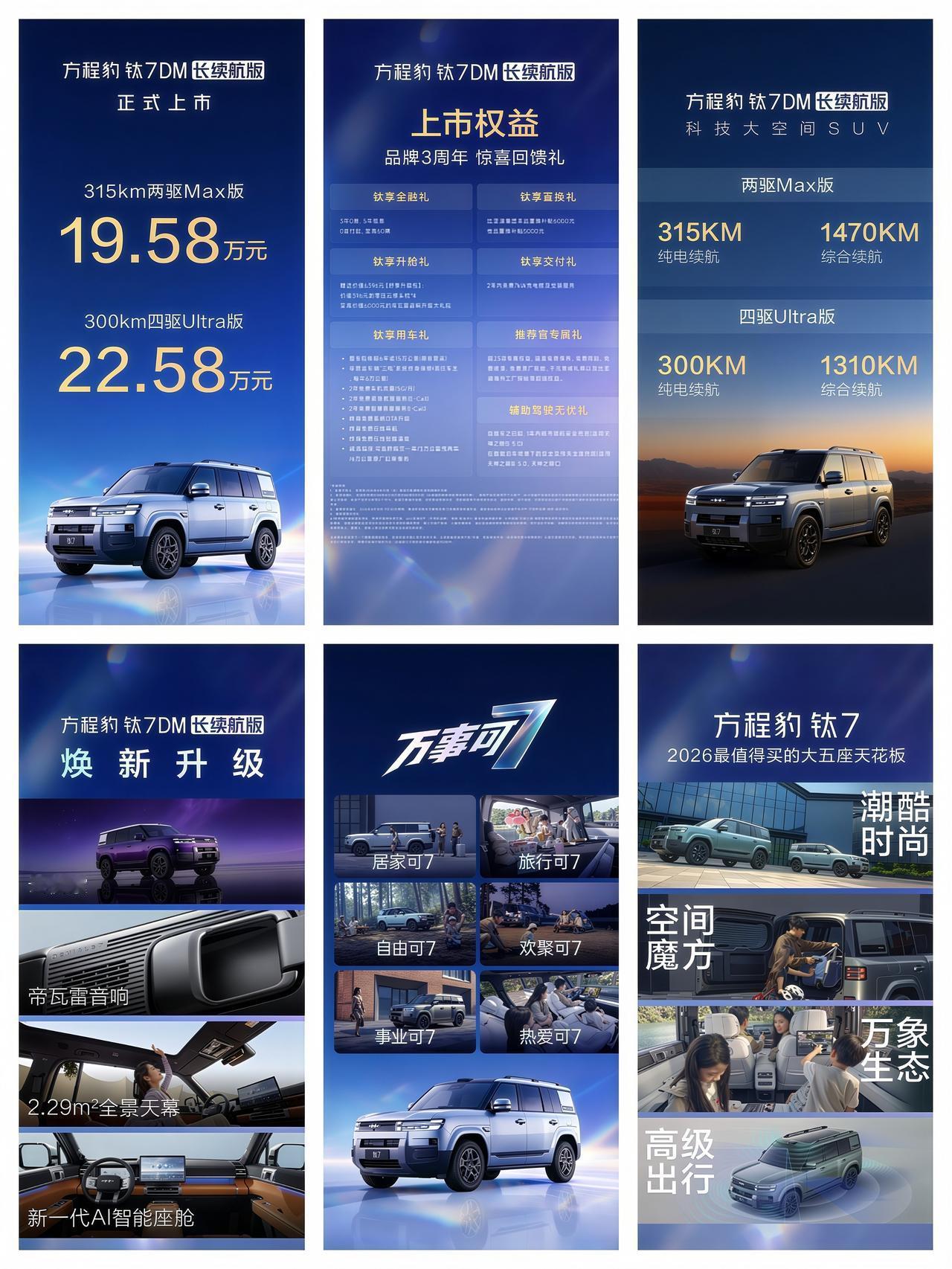 方程豹钛7混动长续航版，315km两驱Max版售价19.58万元，其中可以加12