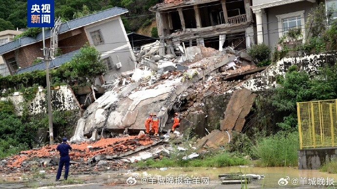 【#广州白云发生山体滑坡已有7人获救#】记者从广州市白云区了解到，8月6日8时