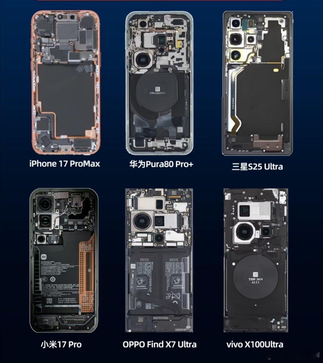 不同品牌旗舰手机的内部结构，设计各有千秋！