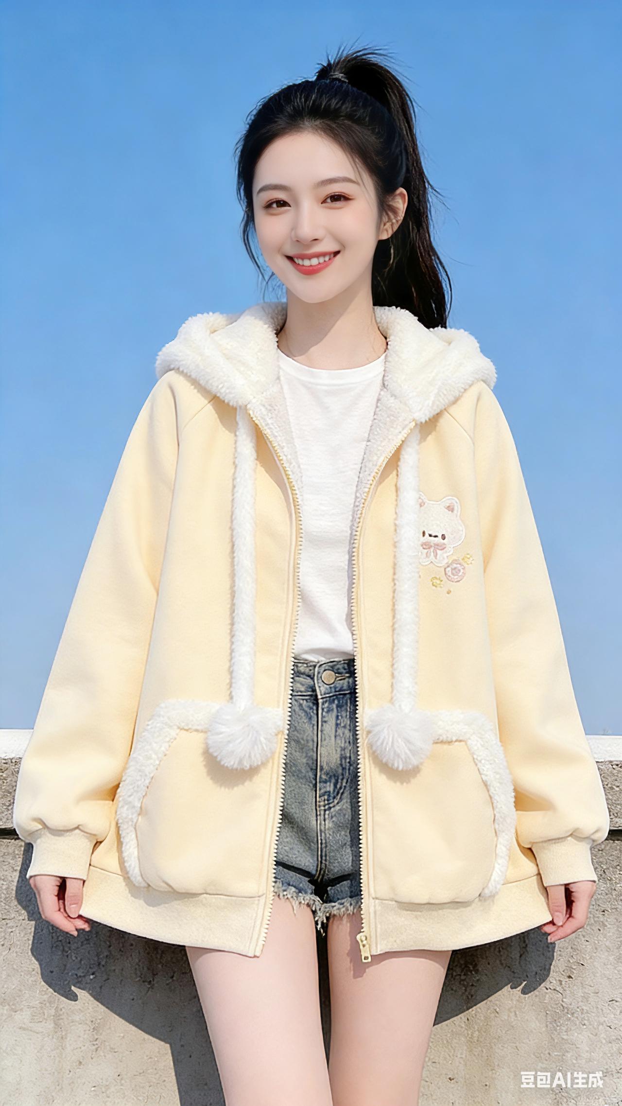 晴日里的奶黄包风是暖的，天是透亮的蓝。她像一颗刚出炉的奶黄包，裹着蓬松的绒