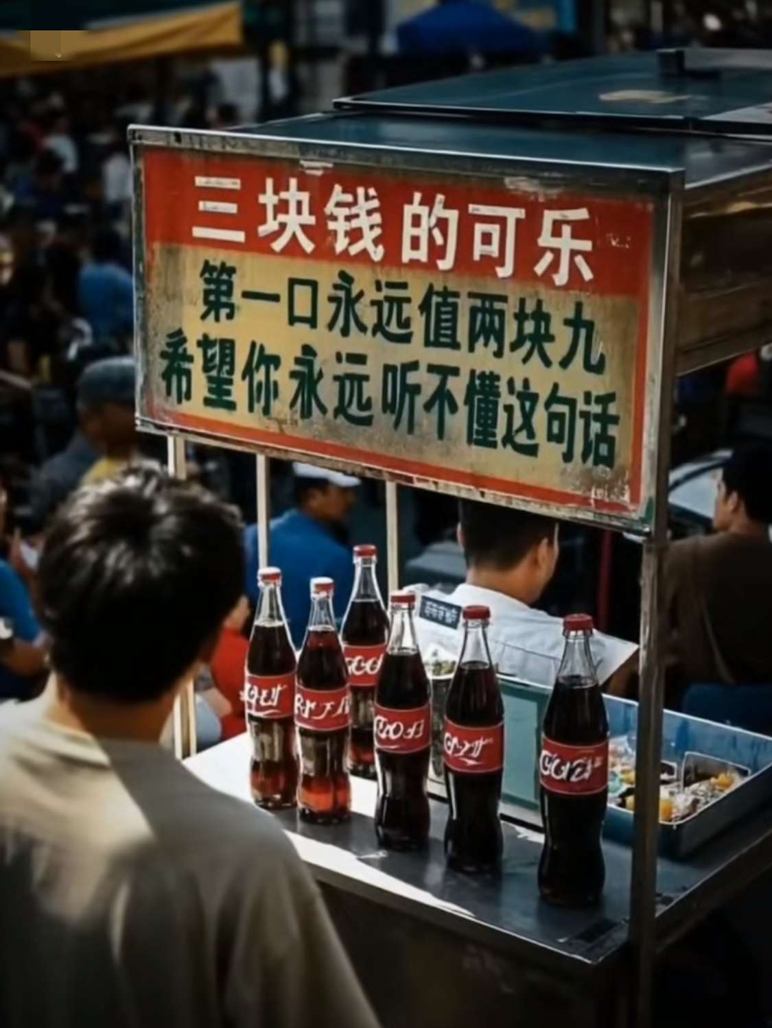 三块钱的可乐，第一口就值两块九，对吗？